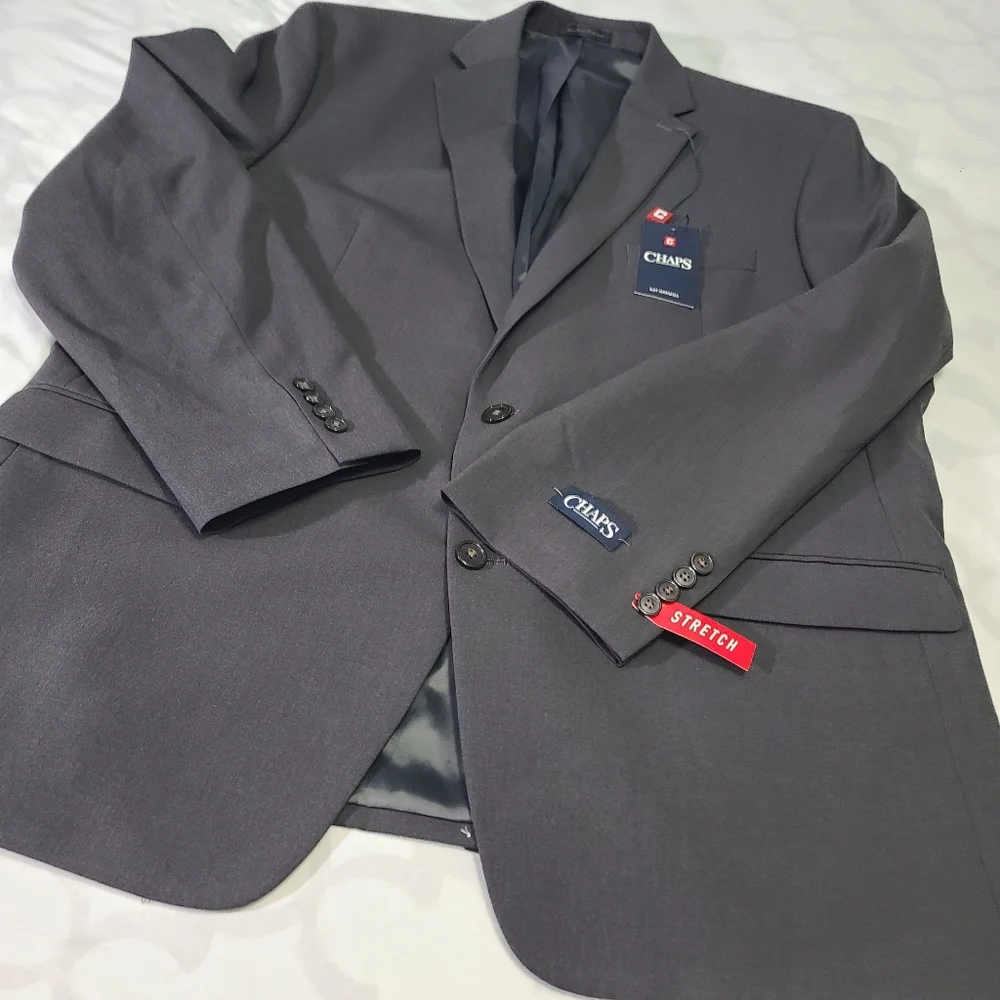 Chaps Men's Classic Fit Performance Stretch Suit Jacket Blazer Gray NWT‎ 48L